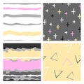 Set with four seamless geometric patterns. Royalty Free Stock Photo